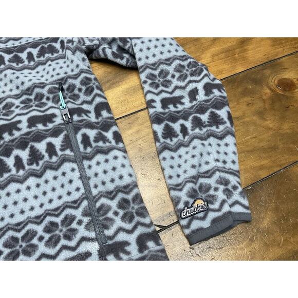 Chubbies Sweater Mens Size Small Gray Aztec Print Fleece Pullover 1/4 Zip - Picture 3 of 10